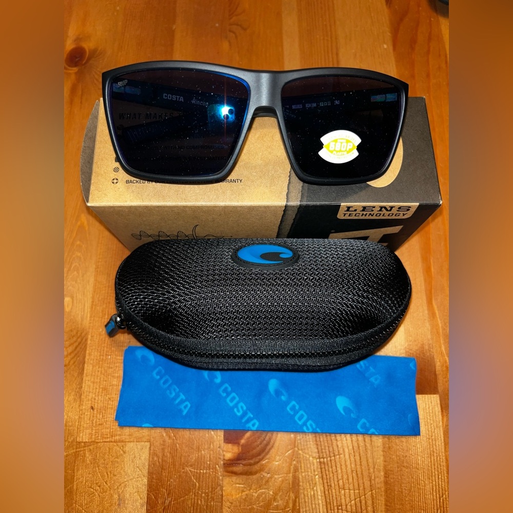NEW COSTA Rincon Mens Sunglasses Matte Smoke Crystal w/ Blue Lens